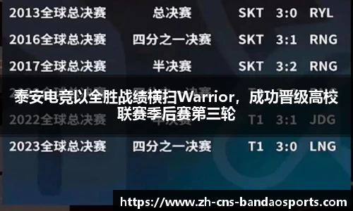 泰安电竞以全胜战绩横扫Warrior，成功晋级高校联赛季后赛第三轮